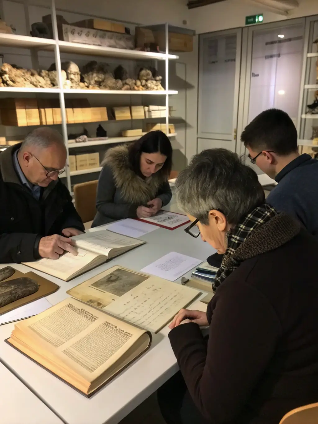 A workshop session where participants are examining and discussing historical documents related to the local resistance movement in Creuse.
