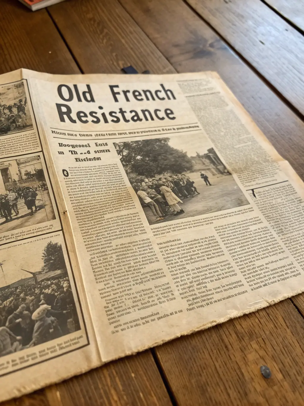 A display case containing original documents, maps, and clandestine newspapers used by the French Resistance to coordinate their activities and spread information.