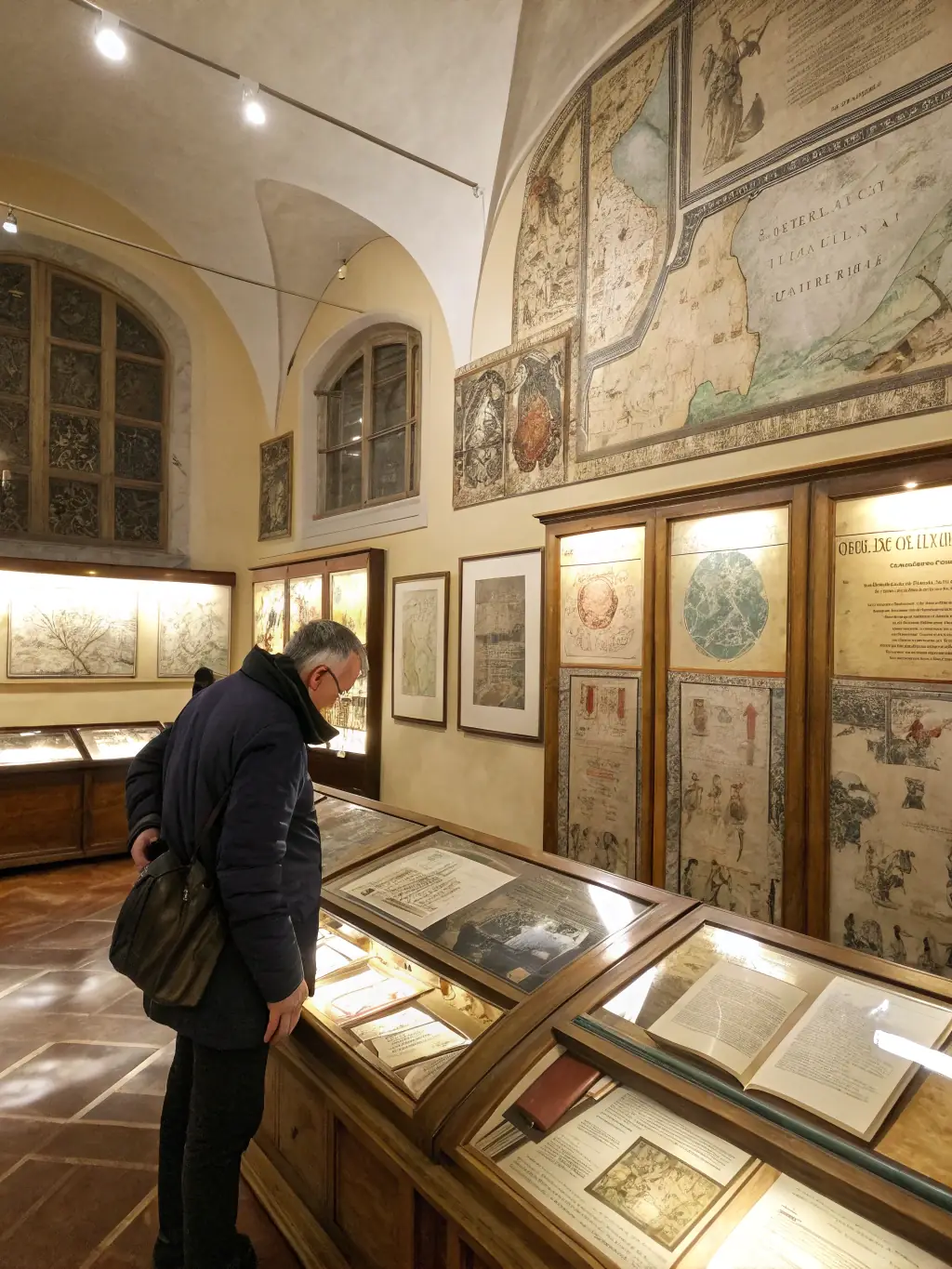 A display case featuring original documents, maps, and coded messages used by the Resistance to communicate and coordinate their activities during the war.